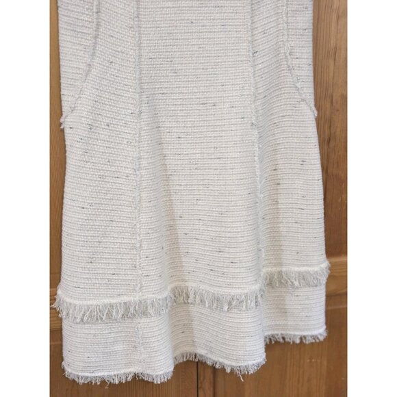 Rebecca Taylor Womens Dress 10 Fringe Tweed Shift Ivory Metallic - Picture 6 of 16